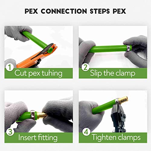 Litorange 3/4 inch T PEX Tee & 90 Degree Elbow & Straight Coupling 3/4" (pack of 9) Lead-Free Brass Barb Crimp Pipe Fitting/Fittings