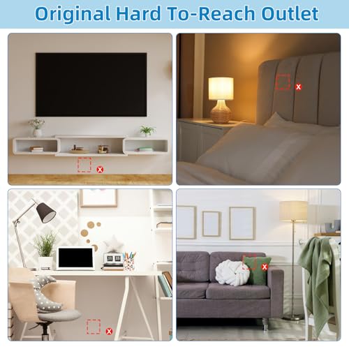 in Wall Cable Management Kit,Recessed Outlet Box for Wall Mount TV, Outlet Relocation Kit for Relocating Unreachable Electrical Outlets,2 AC Outlets,in Wall Extension Cord
