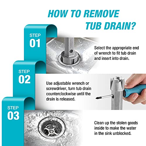 DURATECH Tub Drain Remover Wrench for Bath and Shower Drains