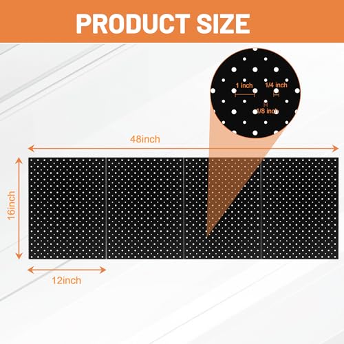 Ultrawall Metal Peg Board Panels with Hooks, Garage Pegboard Tool Organizer - size: 4pack 16"X12"