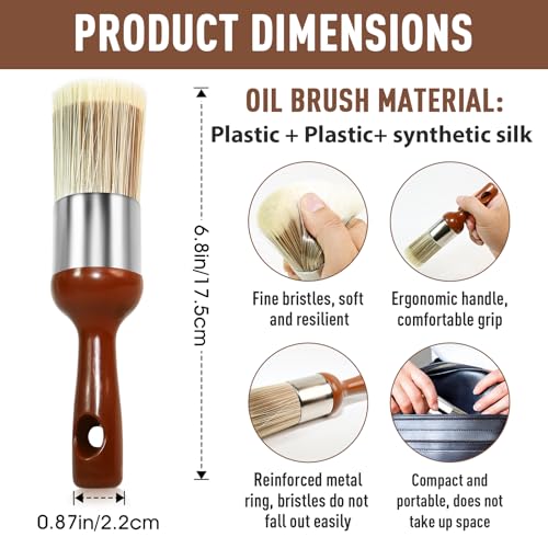 Horse Hair Brush for Leather and Furniture Salve（Long Handle） - size: Large