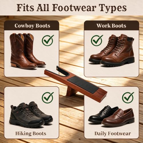 Premium Wood Boot Jack, Heavy Duty Cowboy Boot Remover Tool - color: Beige