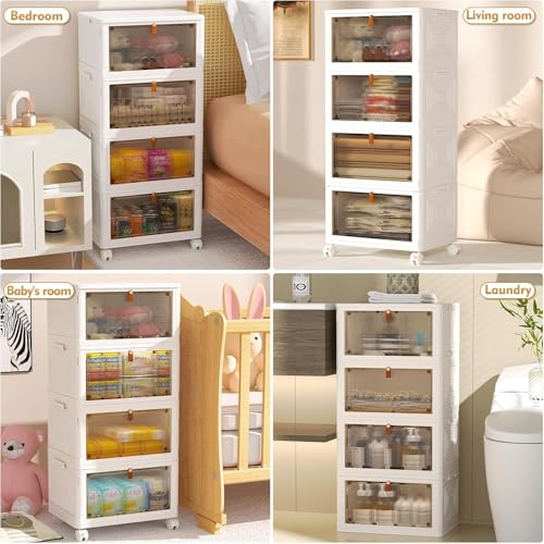 YFXCVSL 4 Tier Plastic Storage Bins with Lid 23QT, Stackable Storage Bins - size: 4-Tier 23QT