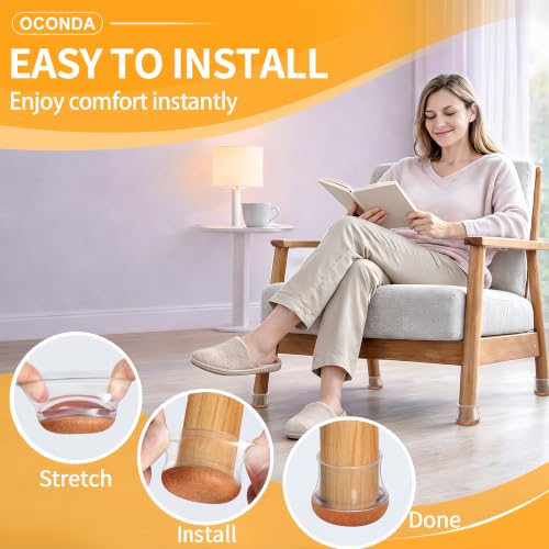 OCONDA 24 PCS Chair Leg Floor Protectors Clear, Large, 1-3/16''-1-9/16'' - color: Clear, size: Round L