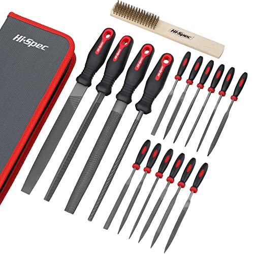 Hi-Spec Metal Hand & Needle File Tool Kit Half-Round Round & Triangle Files - size: 17 pieces