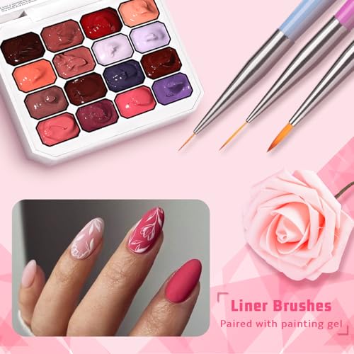 Ombre Gel Polish Palette,16Colors Pat Gel Paint Nail Art Kit Sponge Patting - color: 16 Colors M