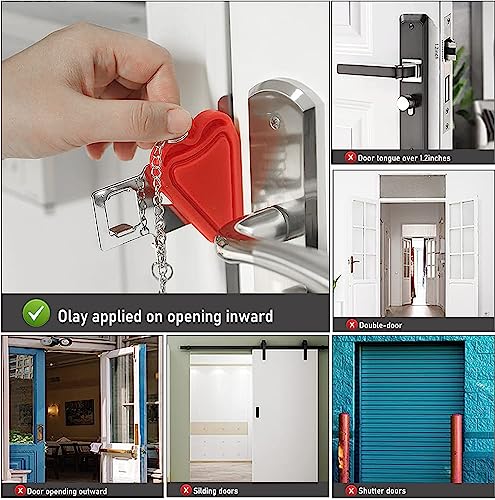 Portable Door Lock,2 Pack Heavy Duty Hotel Travel Door Lock for Additional Safety and Privacy for Hotel,Apartment, Home, Bedroom, School and Prevent Unauthorized Entry