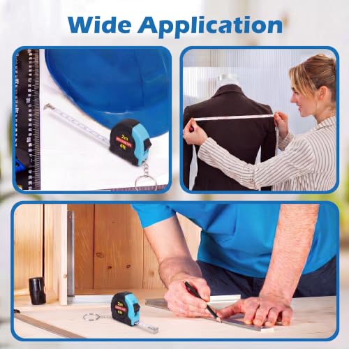 Kanayu 50 Pcs Pcs Mini Measuring Tape with Keychain, 6 ft, Aqua Blue - color: Aqua Blue, size: 6 ft