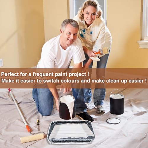 20Pcs 9 Inch Paint Roller Tray Liners Disposable Paint Tray Liners Paint Pan Liners Plastic Paint Tray Liner Bag Covers Large Paint Roller Tray Liner Set for House Walls Ceilings Painting - color: 20pcs, size: 9 Inch