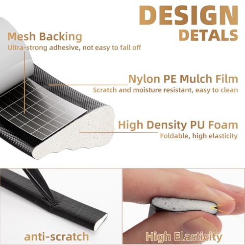 Kneelisa 3Pcs×196” Wedge-Shape Foam Window Weather Stripping Door Seal - color: Black, size: 3pcs×196"
