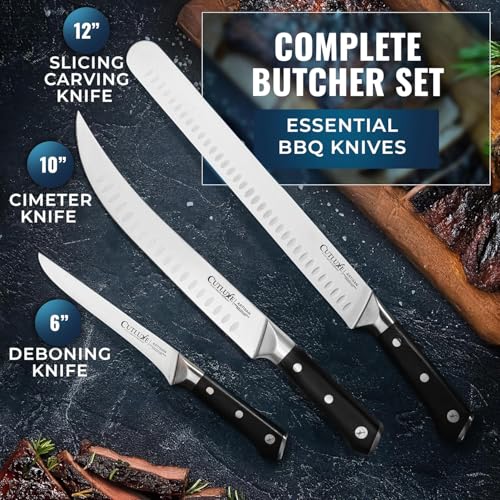 Cutluxe Butcher Knife Set, Brisket, Breaking & Boning Knife for Meat - size: 3 Pcs Brisket Knife Set