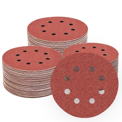 Luckyway Sanding Discs Set 180-Piece, 5 Inch 8 Hole Hook and Loop Sandpaper for Random Orbital Sander 40 60 80 120 150 240 320 400 600 Grit