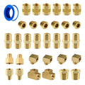 Brass Fittings Assorted 33pcs 3/8" NPT Kit, Female Tee, Coupler, Pipe Plug, Extension, Reducing Adapter, Reducing Bushing, Metric Hex Nipple, Street Elbow