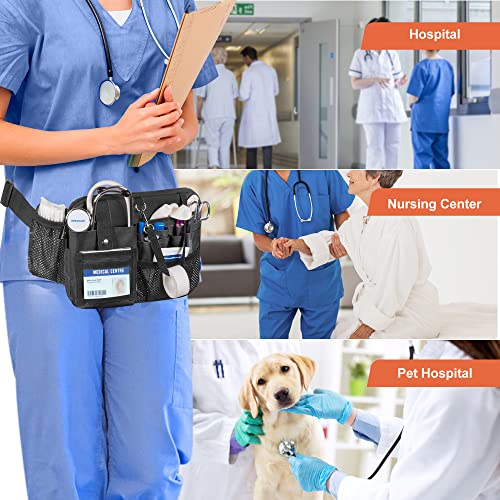 Damero Nurse Fanny Pack with Multi-Compartment and Tape Holder, Black - color: Black