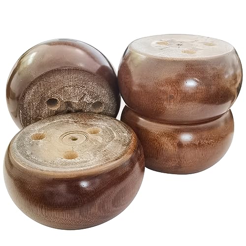 2 Inch High Wooden Sofa/Bed Riser Round Shaped Wood Furniture Legs/Couch Legs/Replacement Sofa Feet/Dresser Leg Set of 4 Diameter: 3.7inch, Walnut - color: Walnut, size: Diameter: 3.7inch