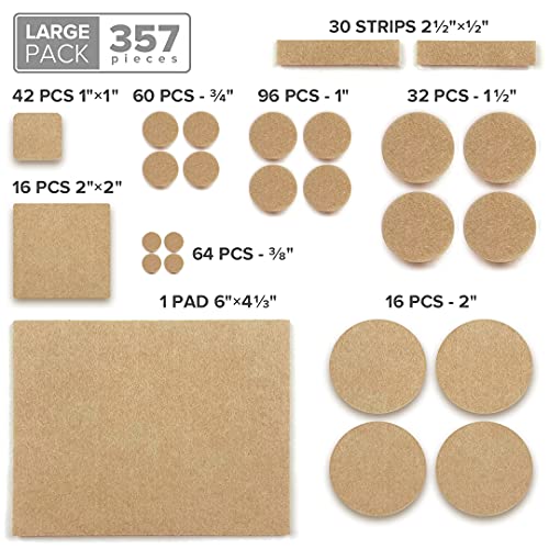 X-Protector 357 pcs Beige Felt Furniture Pads - Hardwood Floor Protectors - size: 357 PCS Beige