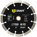 6 Inch Diamond Blade for Angle Grinder — Diamond Cutting Wheel for Cutting Stone, Marble, Granite, Brick, Masonry, Paving Flag, Concrete — Diamond Saw Blades Segment Height 0.394” (10 mm) — GRAFF - size: Ø 6 Inch Segment, style: Diamond Segment Blades