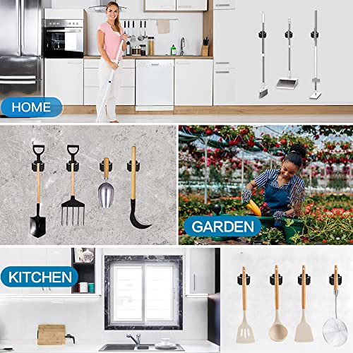 JAMEND CLXP 12PCS Broom and Mop Holder, Heavy Duty Garden Tool Organizer Rack Rake and Shovel Handle, Stainless Steel Mop Hanger. Wall Mounted with Screws.Matte Black - color: Matte Black, size: 12