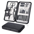 Professional Stainless Steel Nail Clipper Travel & Grooming Kit Nail Tools Manicure & Pedicure Set of 18pcs with Luxurious Case (Black/White) - color: Black/White
