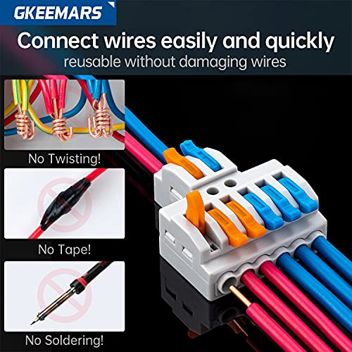 65 Pcs Compact Wire Splicing Connectors Assortment Pack, Multi-Conductor Lever Quick Wiring Terminals AWG 28-12