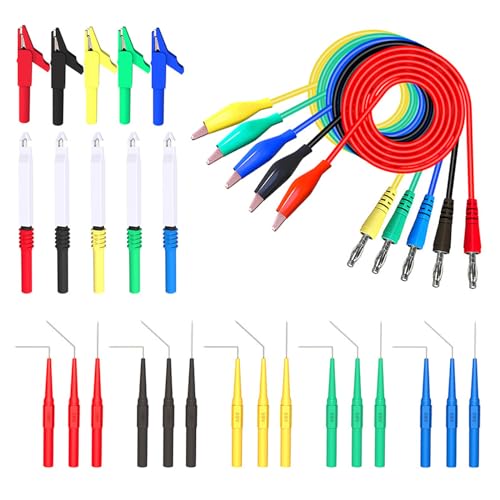 Back Probe kit 30pcs, Copper Alligator Clips to Banana Plug Test Lead, Automotive Test Lead Kits for Automotive Repair and Diagnostic Circuit Testing - color: Blue