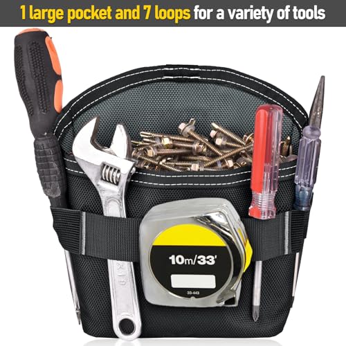 Tool Pouch Nails Screws Bag with Belt Clip (XL, Black) - color: Black