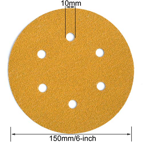 6-Inch 6-Hole Hook and Loop Gold Sanding Discs 80-Grit, 100-Pack - style: 80 Grit