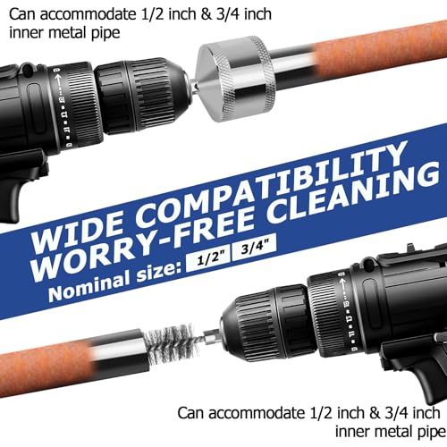 1/2" & 3/4" Copper Pipe Cleaner Drill Attachment, Replaceable Blades