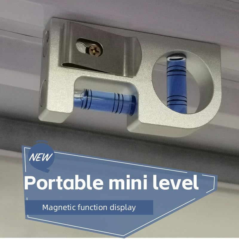 Solid aluminum alloy Mini level ruler portable mini level bubble meter with magnetic function TV stand installation (Silver Blue) - color: Silver Blue