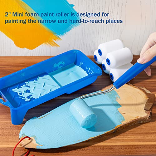 Mister Rui 25Pc 2" Foam Paint Roller Kit with Tray Liners & Sponge Brushes - size: 2 Inch,25 Pack