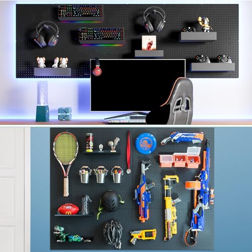 FZK Peg Board Wall Organizer Kit. Heavy Duty, 82PCS Metal Pegboard, Black, 36 * 24 - color: 82PCS-Black Pegboard Kit