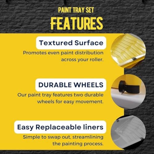 Game Changer Paint Tray Replacement Tray Liners – Disposable Liners, Textured Surface, 1.2 Gallon Capacity (Pack of 3 Liners)