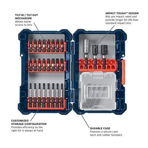 BOSCH SDMS32 32-Piece Assorted Impact Tough Screwdriving Custom Case System Set for Screwdriving Applications - size: 32-Piece Set, style: Screwdriving