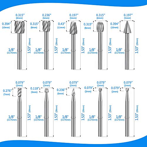 APORO Carving Bits Wood Engraving Router Bit with 1/8" Shank 20Pcs