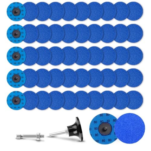 50Pcs 3 inch R-Type Quick Change Zirconia Surface Conditioning Sanding Discs Set 80 Grit with Adapter & Backing Pad - style: 80 Grit