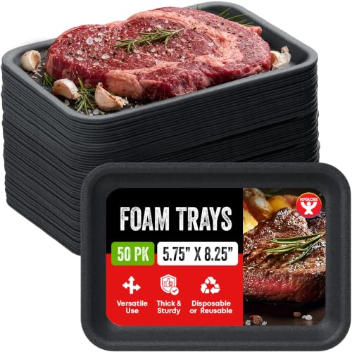 Hygloss Black Foam Trays for Food & Crafts, 5.75 x 8.25 Inch, Pack of 50 - color: Black, size: 5.75 x 8.25-Inch, style: 50 Pieces
