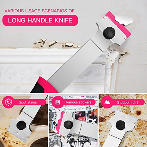 DEKEones Razor Blade Scraper, 2 PCS Razor Scraper Tool for Removing Label, Registration Sticker, Tint, Grease from Windshield, Appliance, Glass（Pink） - color: Pink-2pcs