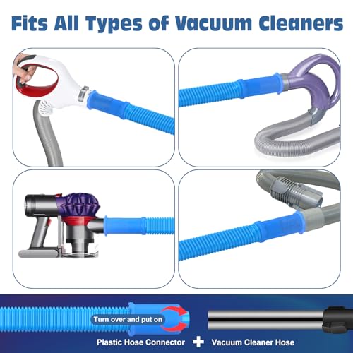 2Pcs Dryer Vent Cleaner Kit, Lint Brush & Universal Vacuum Hose Blue | Universal Flexible Hose Without Whistling Noise | Reach Deep Traps - Remove Hidden Lint, Speed Drying & Reduce Fire Risk - color: Blue