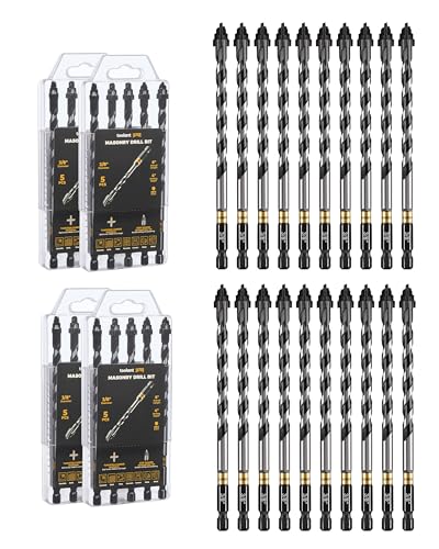 toolant 3/8" Serrated Eccentric Masonry Drill Bits, 20-Piece Set - size: 3/8"(20pcs)