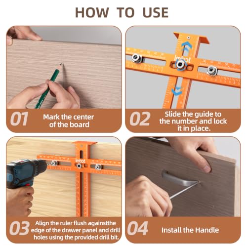 Imbot Cabinet Hardware Jig, Cabinet Handle Drawer Pull Knob Jig Template - color: Aluminum Alloy