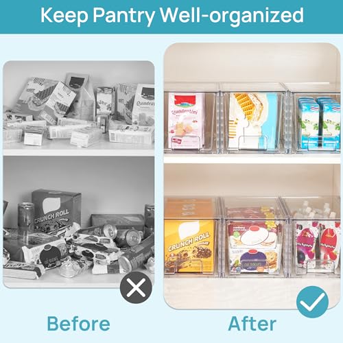 Vtopmart 4 Pack Stackable Clear Pantry Storage Drawers, Large - size: 4Pack 7"H
