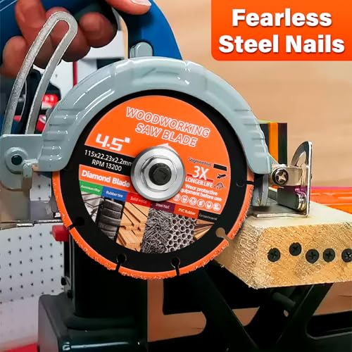 LOZLIN 2-Pack 4.5" Diamond Woodworking Saw Blades - Nail-Embedded Hardwood Cutting Discs for Angle Grinders, Circular Tooth Design for Oak/Teak/PVC/Alloy