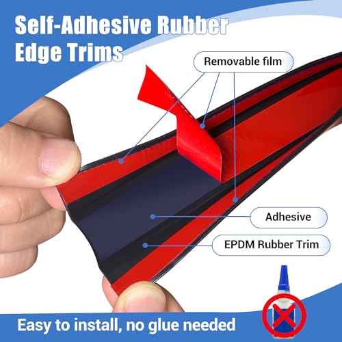 Rubber Edge Trim, 1-3/4 inches Self-Adhesive U Channel Edge Protector for Woods, Flexible U Shaped Peel and Stick Edge Banding, Edge Guard, Fit 1.75"(44mm), 20Ft, Black - size: Fit 1-3/4"- L20‘