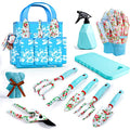 Womens Gardening Gifts Set - Floral Gardening Tools with Tote Bag - Gifts for Mom, Girlfriend or Women - Birthday, Christmas (Blue) - color: Blue