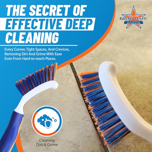 Bring It On Grout Cleaning Brush 2-Pack – Crevice Cleaning Brush with Stiff Nylon Bristles, 8-Inch Heavy-Duty Scrub Brush for Tile, Grout, Shower, Bathroom, Kitchen, Corners & Tight Spaces - style: 2 Pack