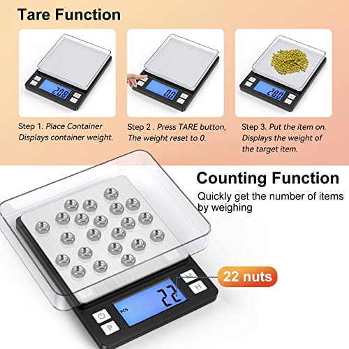 BOMATA Upgraded Small Food Scale with 0.1 g/0.001 oz High Precision - size: 0.1g/3kg Black