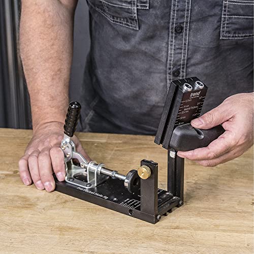 Trend Pocket Hole Jig Kit with Dual Column Jig, Face Clamp, HSS Drill Bit & Depth Setting Collar, 2 Square Bit Drives & 100 Pocket Hole Screws, PH/JIG
