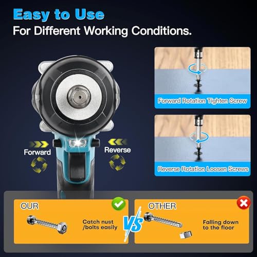 Cordless Impact Wrench, 1180Ft-lbs (1600N.m) Impact Driver – 1/2 Inch 3-in-1 Impact Gun, 21V High Torque 2500RPM with 2 x 4.0Ah Battery, Brushless Impact Wrench Set for Car/Truck/Mower (A)