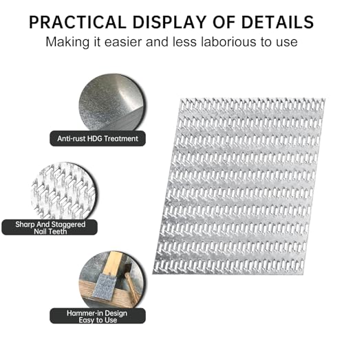 10Pcs Pronged Truss Plates 8x10, Rafter Truss Brackets for Wood Connection, Galvanized Flat Mending Plates with Nail-Teeth - size: 8"x10"