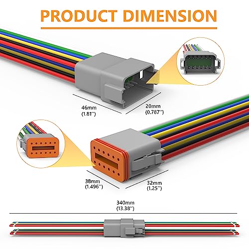 Newdeli Deutsch 12 Pin Connector Kit Waterproof Electrical Connector 16 AWG Male and Female Automotive Wire Connectors for Car Truck Boat, Dt Connector 1 Sets - size: DT Connector 1 Set 12 Pin